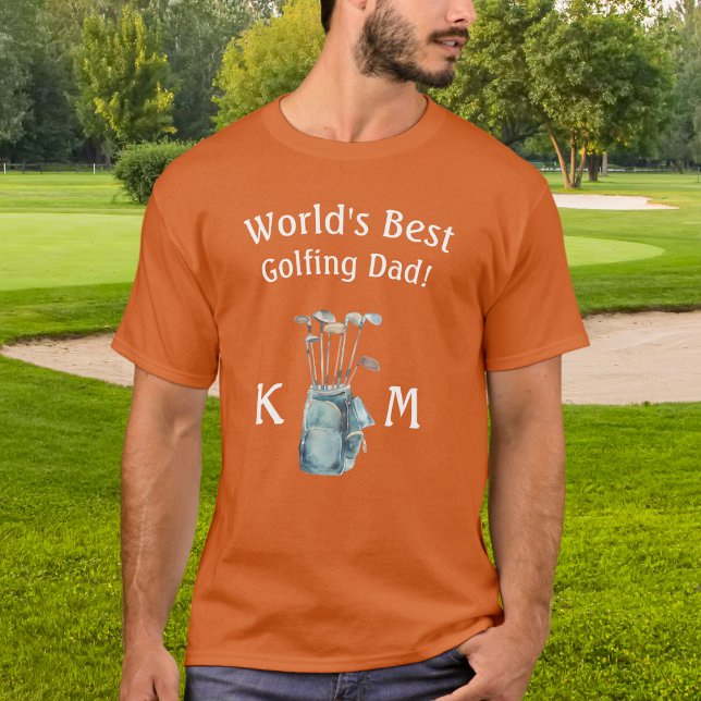 Personalised World's Best Golf Dad Monogram T-Shirt (Creator Uploaded)