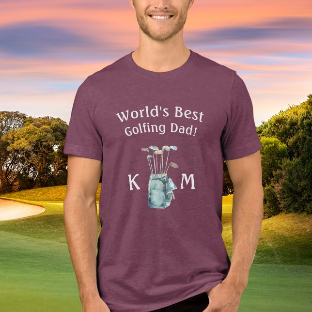 Personalised World's Best Golf Dad Monogram Tri-Blend Shirt (Creator Uploaded)