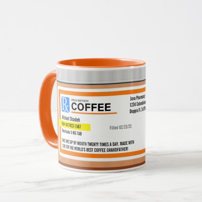 Personalised World's Best Grandfather Prescription Mug (Front Left)