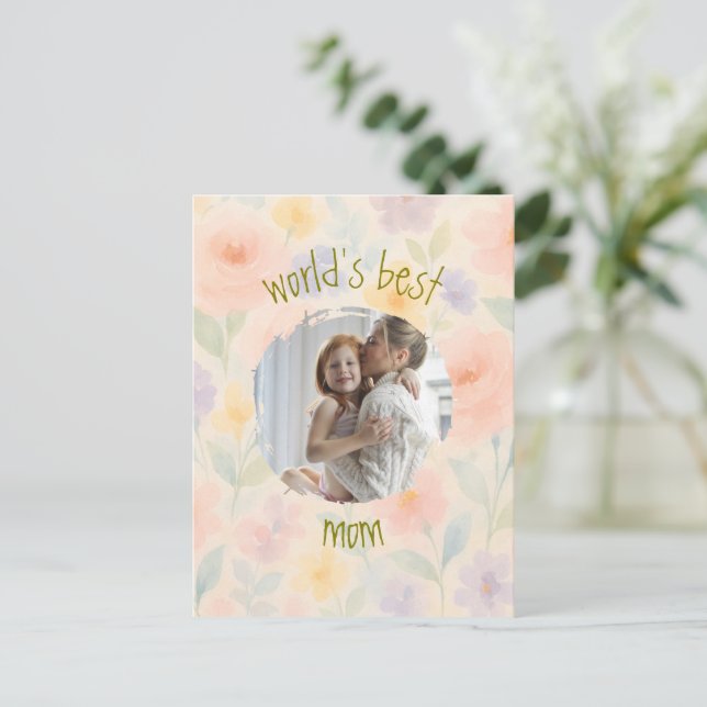 Personalised 'World's Best Mum' Floral Card (Standing Front)