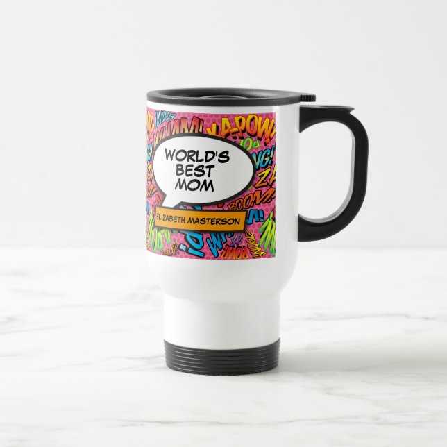 Personalised World's Best Mum Fun Colourful Travel Mug (Right)