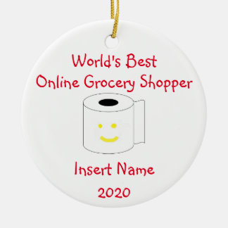 Personalised World's Best Online Grocery Shopper Ceramic Tree Decoration
