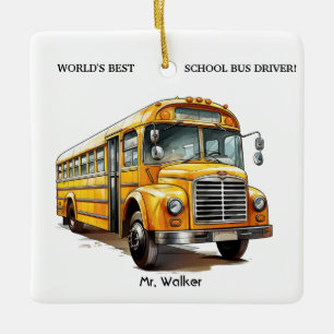 Personalised World's Best School Bus Driver Gift Ceramic Ornament