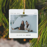 Personalised World's Best Sister Photo Keepsake Ceramic Ornament<br><div class="desc">A stylish photo holiday christmas tree ornament with classic typography "the world's best sister" in black on a clean simple minimal white background. The photo, text, name/s and year can be easily customised to make this ornament unique and personal to you. A simple, minimalist and contemporary christmas design to let...</div>