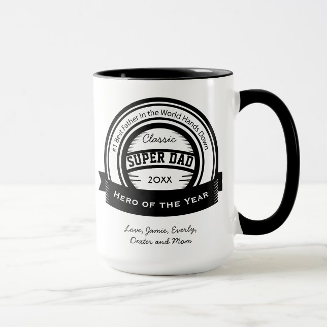Personalised World's Best SUPER Dad Mug (Right)