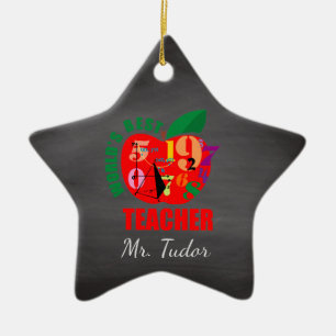 Personalised World's Best Teacher Apple Math Ceramic Tree Decoration