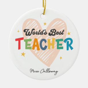Personalised World's Best Teacher Ceramic Tree Decoration