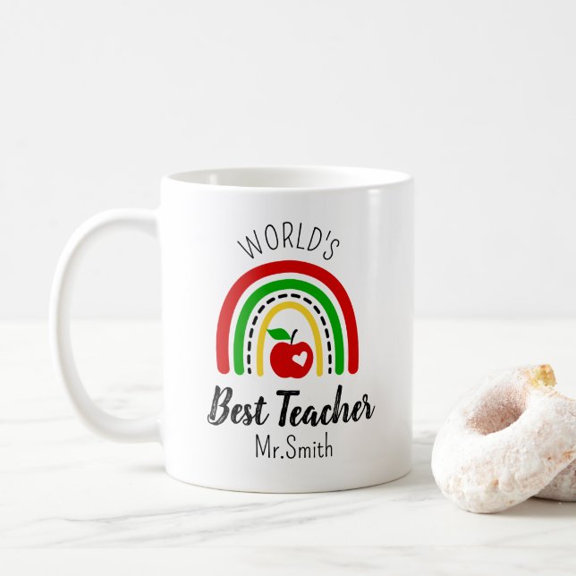 Personalised World's Best Teacher Coffee Mug (With Donut)