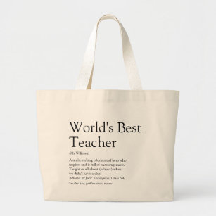 Personalised World's Best Teacher Definition Large Tote Bag
