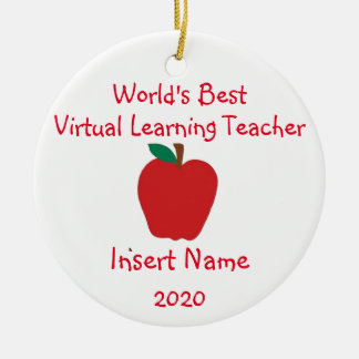 Personalised World's Best Virtual Learning Teacher Ceramic Tree Decoration