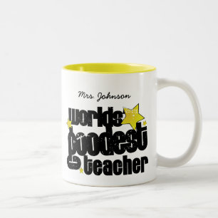 Personalised Worlds' goodest teacher Two-Tone Coffee Mug