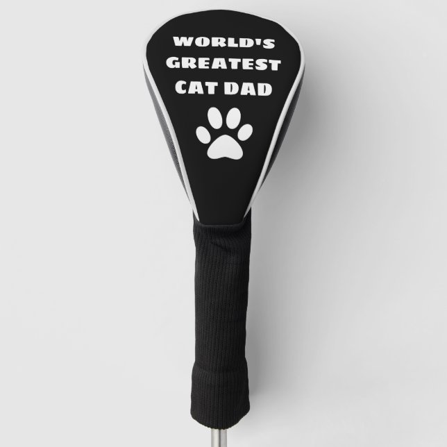 Personalised World's Greatest Cat Dad Custom Text Golf Head Cover (Front)