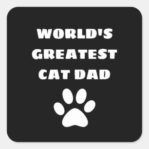 Personalised World's Greatest Cat Dad Custom Text Square Sticker