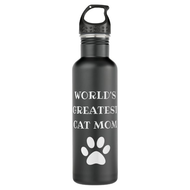 Personalised World's Greatest Cat Mum Custom Text 710 Ml Water Bottle (Front)