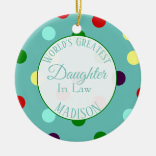 Personalised Worlds Greatest Daughter in Law Ceramic Tree Decoration