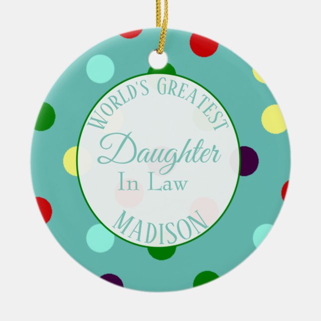  Personalised Worlds Greatest Daughter in Law Ceramic Tree Decoration (Front)