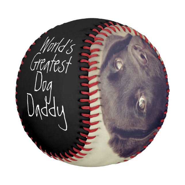 Personalised Worlds Greatest Dog Dad Fathers Day Baseball (Angled)