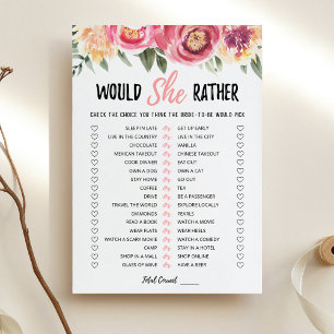Personalised Would She Rather Bridal Shower Card