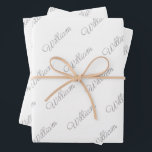 Personalised wrapping paper<br><div class="desc">Personalised wrapping paper grey on white.</div>