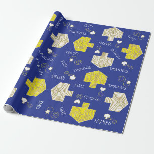 Personalised Wrapping Paper Chanukah "Dreidels 2"