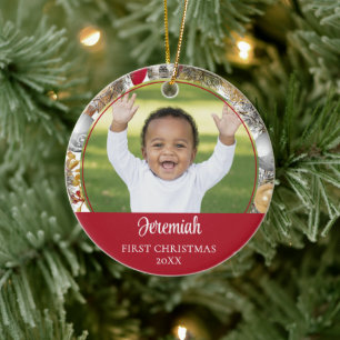 Personalised Wreath BABY'S FIRST CHRISTMAS Ceramic Tree Decoration