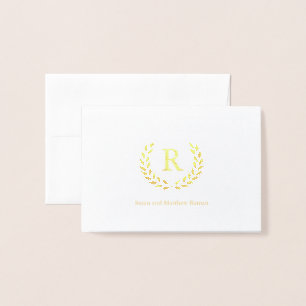 Personalised Wreath Monogram Initial, Foil Foil Card