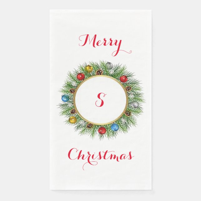 Personalised Wreath Paper Guest Towel Napkin (Front)