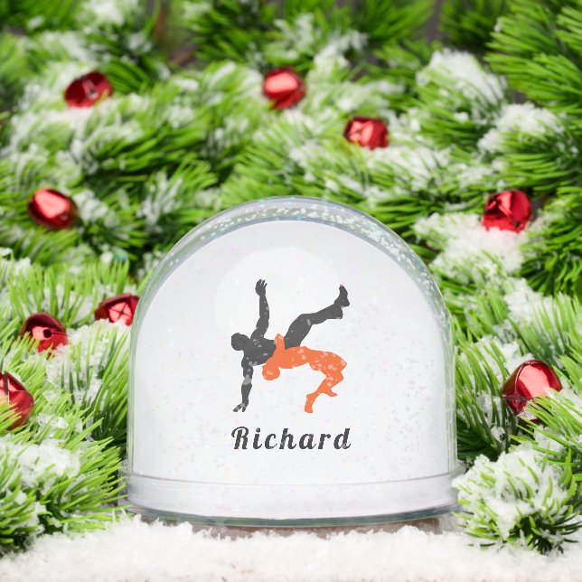 Personalised Wrestling Athlete Snow Globe Gift (Christmas)