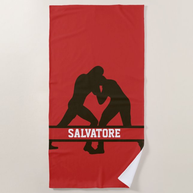 Personalised Wrestling Beach Towel (Front)