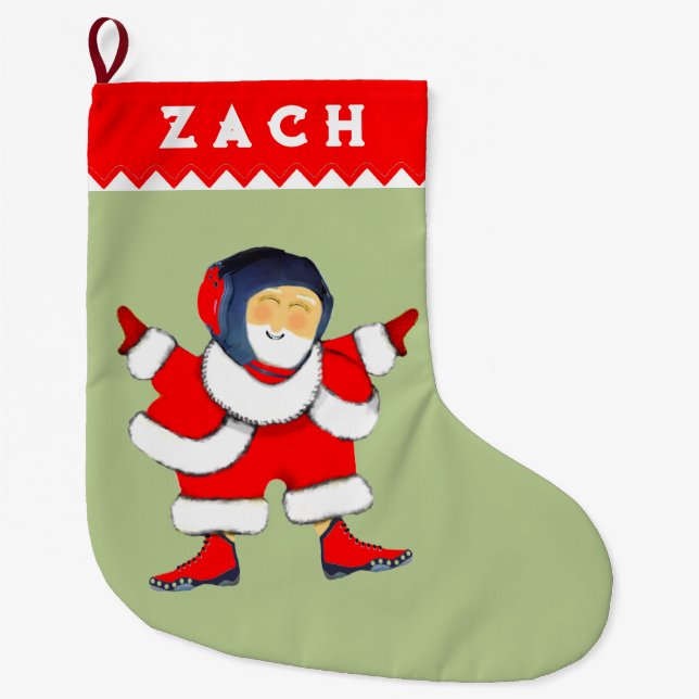 Personalised Wrestling Large Christmas Stocking (Front)