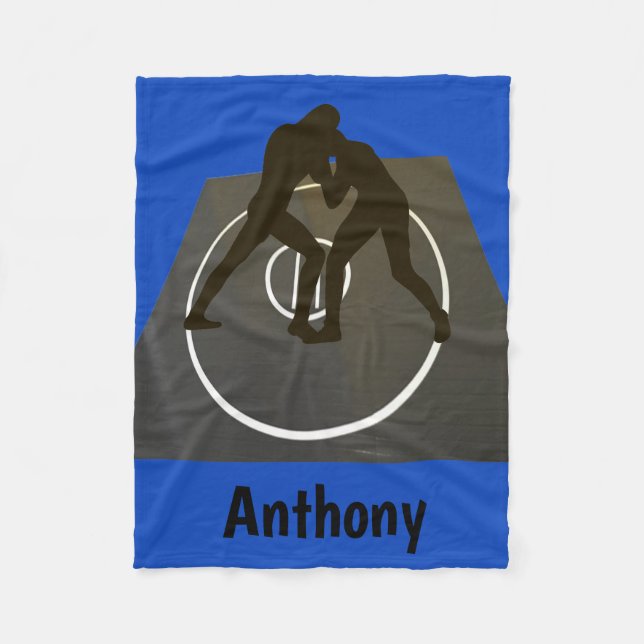 Personalised Wrestling On The Mat Fleece Blanket (Front)