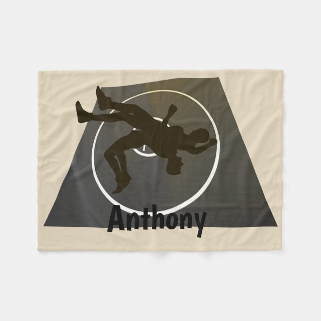 Personalised Wrestling On The Mat Fleece Blanket (Front (Horizontal))