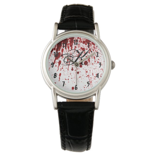 Personalised Wrist Watch Blood Splatter Vampire Go (Front)