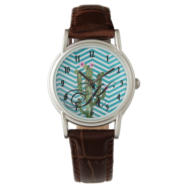 Personalised Wrist Watch Boho Cacti Cactus Succule (Front)