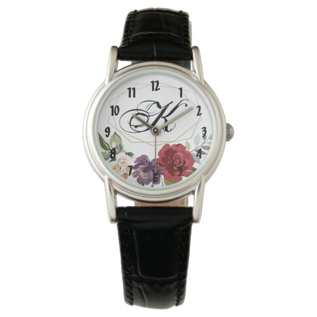 Personalised Wrist Watch White Roses Gold Ge (Front)