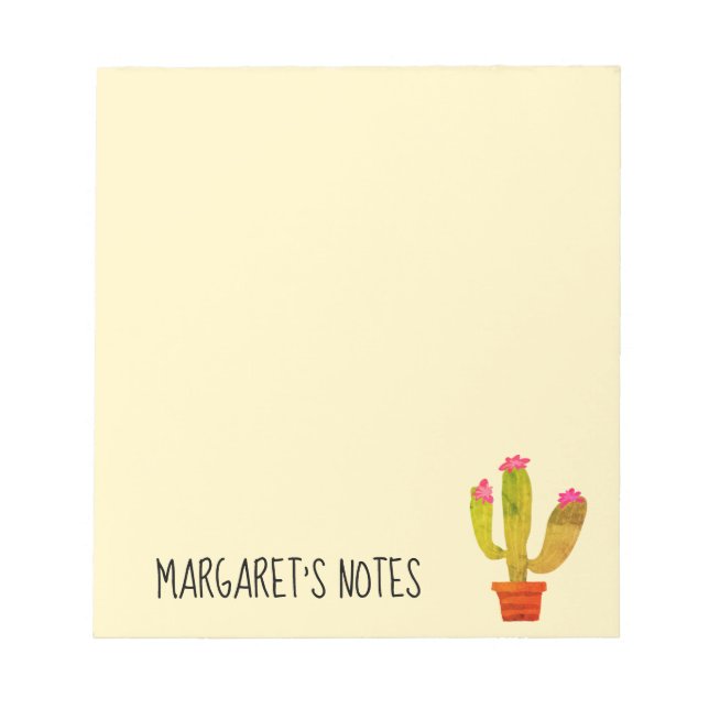 Personalised writing notepads with cute cactus (Front)