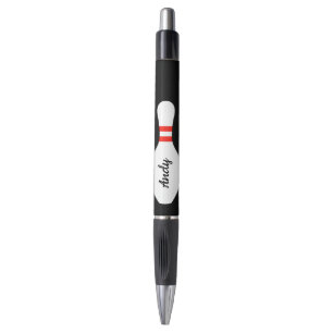 Personalised writing pens with bowling pin logo