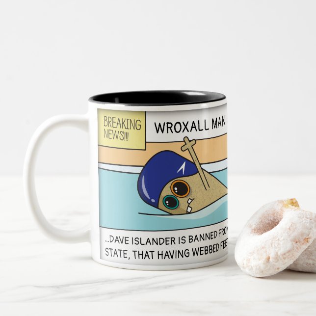 Personalised Wroxall Swimming Mug (With Donut)
