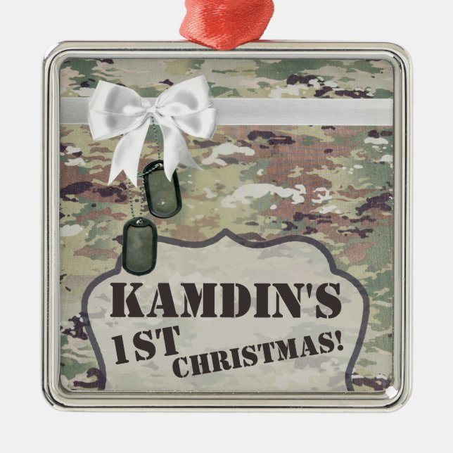 Personalised XMAS Ornament Army OCP Camo Uniform (Front)