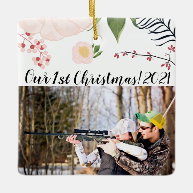 Personalised XMAS Ornament Baby Pink Cosmos on Whi (Front)