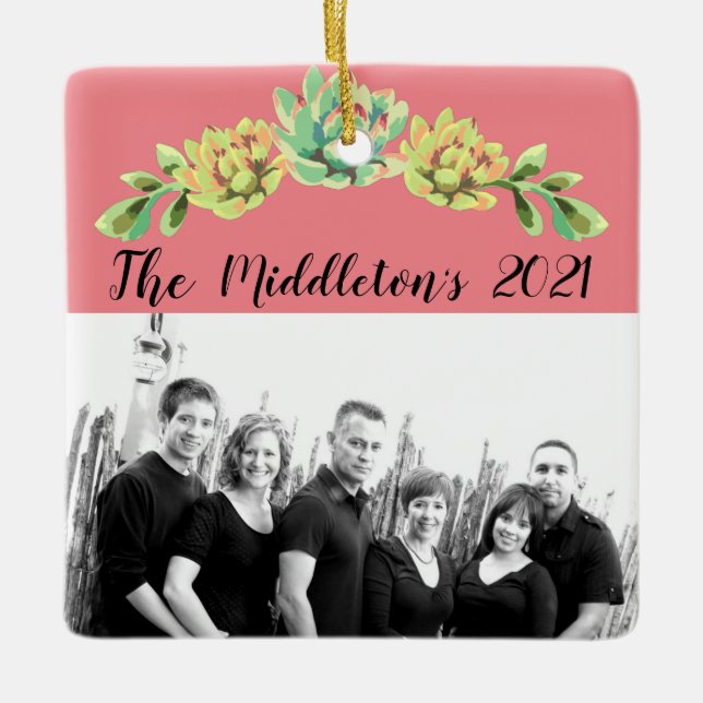 Personalised XMAS Ornament Bohemian Cactus Succule (Front)