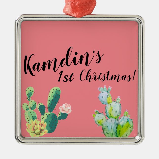 Personalised XMAS Ornament Bohemian Cactus Succule (Front)