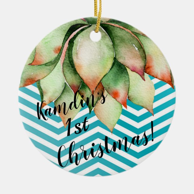 Personalised XMAS Ornament Boho Cacti Cactus Succu (Front)