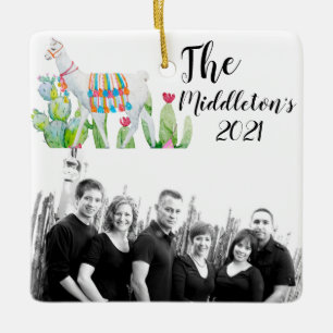 Personalised XMAS Ornament Boho Llama Bohemian Cac