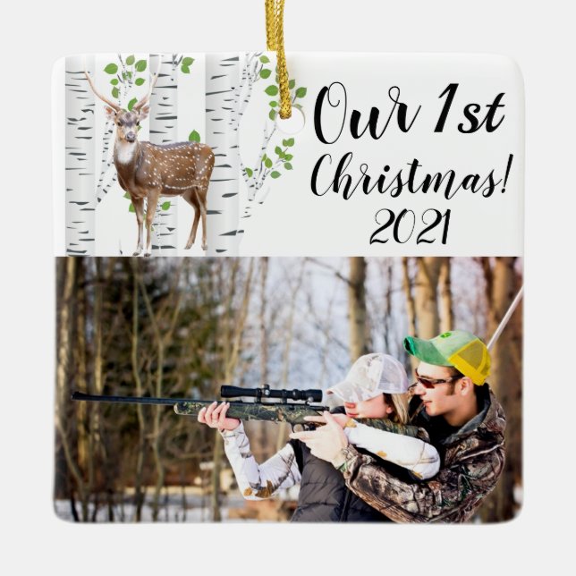 Personalised XMAS Ornament Deer Doe Buck Woodland (Front)