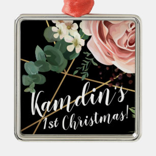 Personalised XMAS Ornament Geometric Garden Black
