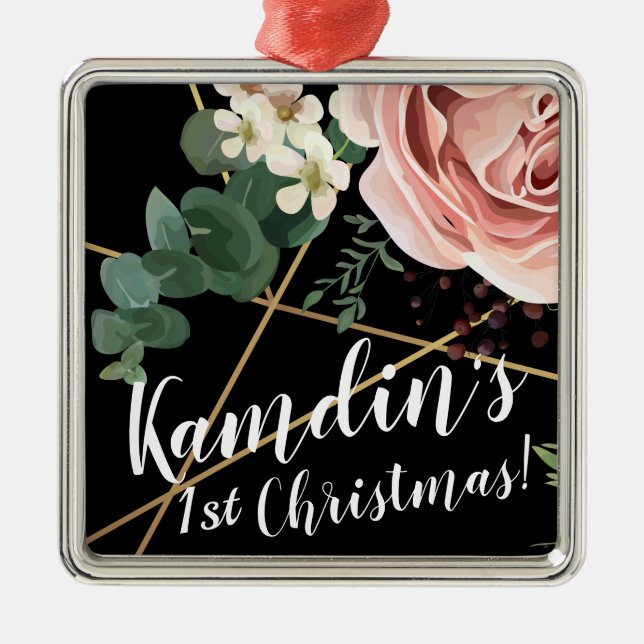 Personalised XMAS Ornament Geometric Garden Black (Front)