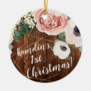 Personalised XMAS Ornament Geometric Garden Rose