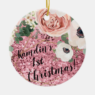 Personalised XMAS Ornament Geometric Garden Rose