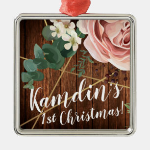 Personalised XMAS Ornament Geometric Garden Rose